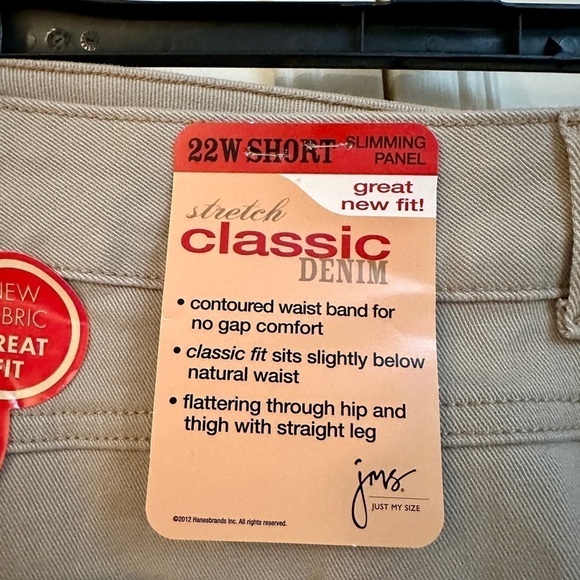 JUST MY SIZE, NWT, WOMENS, SLIMMING, STRETCH JEANS IN KHAKI. SIZE 22W SHORT - Picture 7 of 7